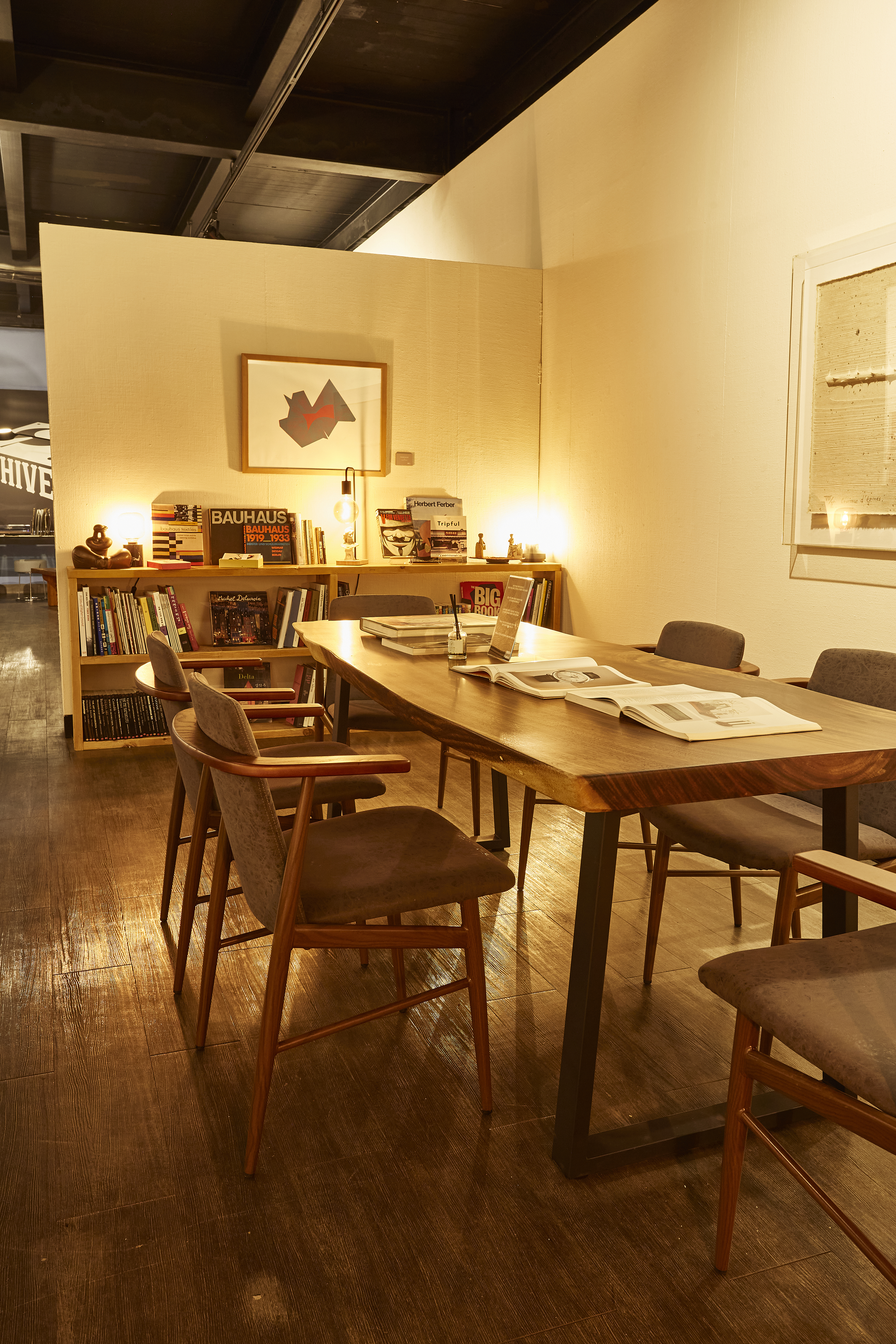 Archive — the curated reading-room library of art books and design publications at Moon Art Grounds, gathered since 1985