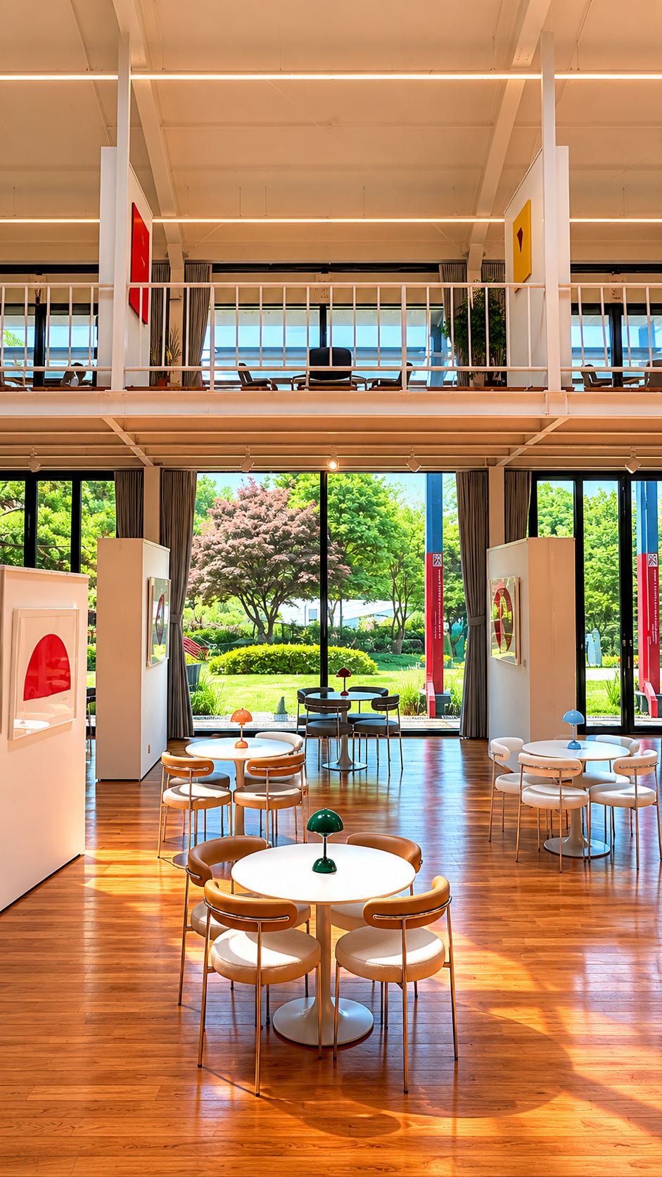Moon Gallery, the main exhibition hall at Moon Art Grounds — contemporary painting and large-scale tapestry across two floors